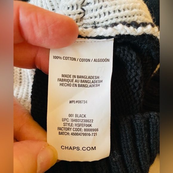 Chaps Boys Fair Isle 3/4 Button Sweater, Sherpa Lined Collar. - Picture 5 of 10